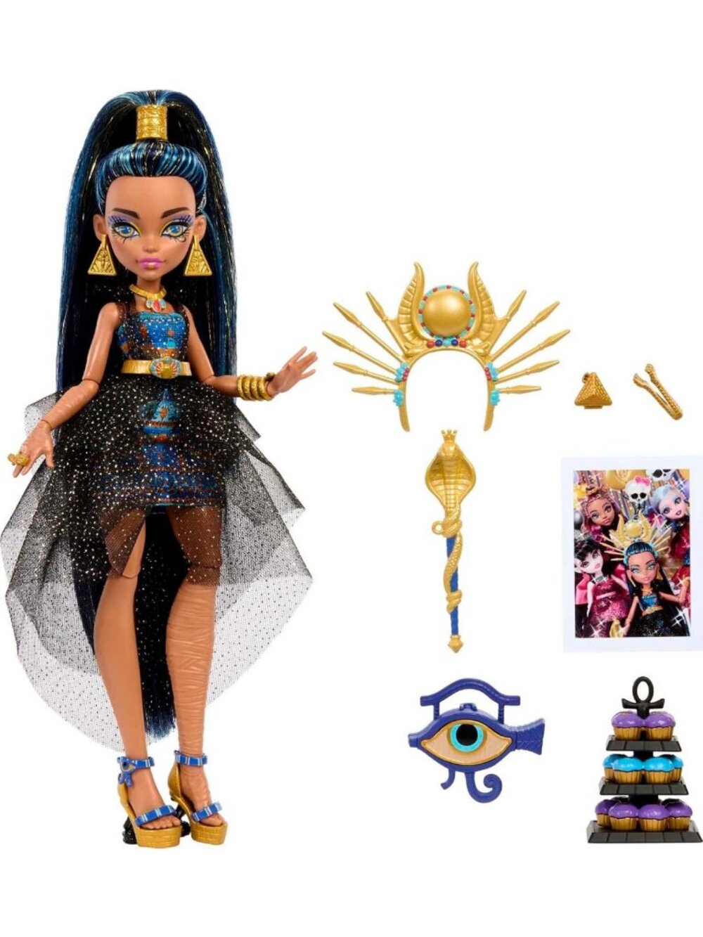 Cleo De Nile Doll in Party Dress with Themed Accessories, Scepter & Cupcakes